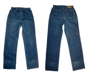 70s Lee High Waist MOM Jeans | 1970s Vintage Denim Straight Leg  | W 30'' x L 34.5'' - Fashionconservatory.com