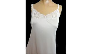 Vintage 1970s Slip Sears Anti Cling Nylon Bridal White Lacy Bombshell Full Slip 38'' Bust - Fashionconservatory.com