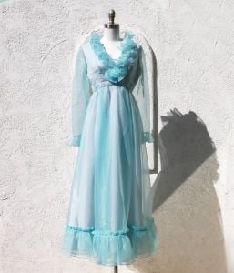 Ethereal Dress, Size M, by Emma Domb, Graduation Dress, 1970s Blue Wedding Dress, Reception Dress