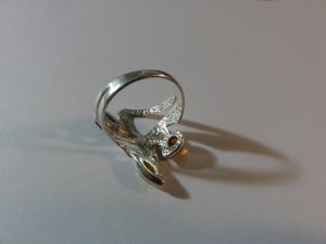 Vintage Avant Garde Amber Statement Ring Multi Color Three Stone Silver Ring - Fashionconservatory.com