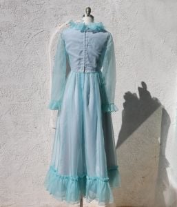 Ethereal Dress, Size M, by Emma Domb, Graduation Dress, 1970s Blue Wedding Dress, Reception Dress - Fashionconservatory.com