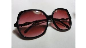 Vintage 1980s Oversize Purple Lens Frames Only Goldtone Metal Trim Sunglasses by Catalina 