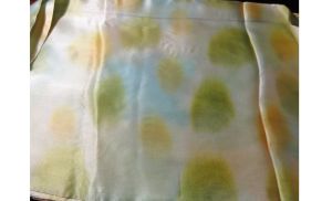 Vintage Mod 1960s Fringed Silk Scarf Lime Green Gold Yellow Tie Dye - Fashionconservatory.com