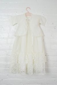Vintage 1960s baby girl christening dress set . 60s white baby baptism gown set - Fashionconservatory.com