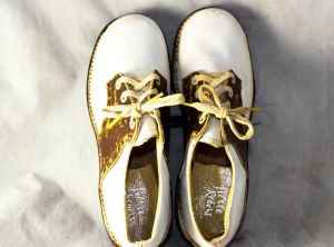 1950s Child's Saddle Shoes - As Is - Brown & White Leather Oxfords - Size 13 D Girls Poodle Skirt