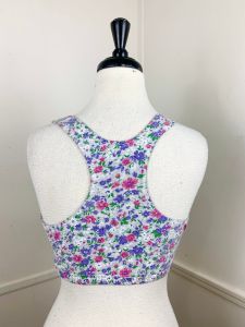 1990's Vintage Gray Floral Racerback Cropped Top | The Body Co. - Fashionconservatory.com