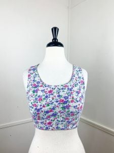1990's Vintage Gray Floral Racerback Cropped Top | The Body Co.