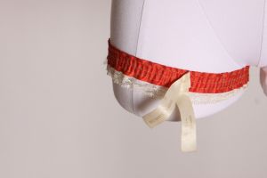 1970s Red and White with Gold Lettering Red Garter Casino Garter - Fashionconservatory.com