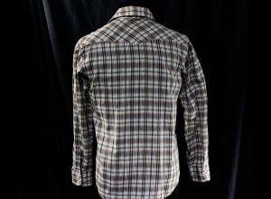 Big E Levi's Western Shirt - Men's XS Long Sleeve Cowboy Shirt - 1970s 80s Brown Blue Plaid Cotton - Fashionconservatory.com