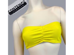 Vintage 1990s CONTEMPO CASUALS Size OS Yellow Tube Top Beach Festival | S/M/L