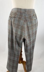 1970s men’s plaid pants brown gray flare leg size 34/30 - Fashionconservatory.com