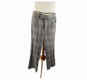 1970s men’s plaid pants brown gray flare leg size 34/30