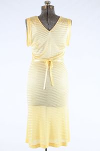 Vintage 1940s Yellow Striped Nightgown  |   Small Medium   |   by Lorraine - Fashionconservatory.com