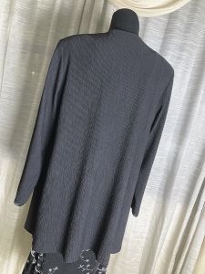 XL/ 70’s Black Plisse Jacket/Cardigan, Long Sleeve Vintage Open Jacket with Satin Interior - Fashionconservatory.com