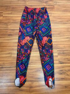 Small to Large | 1990's Vintage Abstract Print Spandex Stirrup Pants by Passport - Fashionconservatory.com