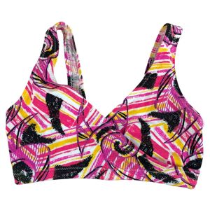 Vintage 1980s Lily of France Bright Abstract Neon Sport Bra Cotton Stretch Workout | XS - Fashionconservatory.com