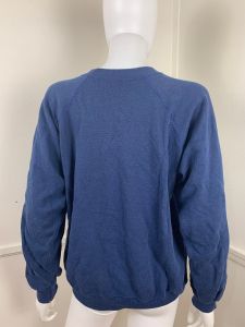 Large | 1980's Vintage Blue Cotton Fleece ''Camp Unique'' Single Stitch Sweatshirt - Fashionconservatory.com