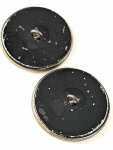 Antique Large Tin Iridescent Floral Shank Button Set of 2 W/ Rhinestones 1 1/4 Inch - Fashionconservatory.com