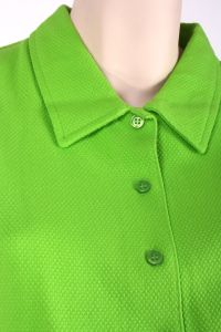 Vintage 1960s Bright Green Sleeveless Button Up Waffle Casual Shirt Top - Fashionconservatory.com
