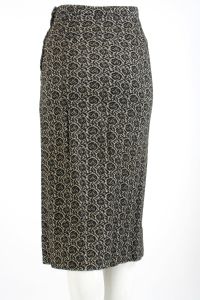 Vintage 1960s Tan Black Floral Below Knee Woven Pencil Wiggle Skirt | S - Fashionconservatory.com