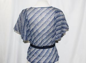 Authentic 1930s Shirt - Navy Blue & White Striped Sheer Cotton Top 30's Casual Art Deco Beach Summer - Fashionconservatory.com