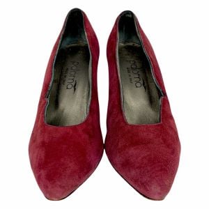 Vintage 1980s Paloma Bordeaux Red Suede High Heels Pump Italy Shoes | 7.5  - Fashionconservatory.com