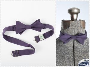 Vintage 80s Women's Deep Lavender Purple Adjustable Bow Tie | Chippendale Costume