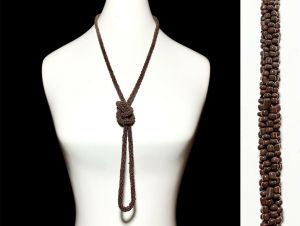 Vintage 1920s Chocolate Austrian Glass Seed Micro Beaded 23'' LONG Flapper Necklace