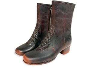 Vintage 1960s Rubber Rain Winter Boot Galoshes Fleece Lined MOD Block Heel | 6