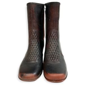 Vintage 1960s Rubber Rain Winter Boot Galoshes Fleece Lined MOD Block Heel | 6 - Fashionconservatory.com