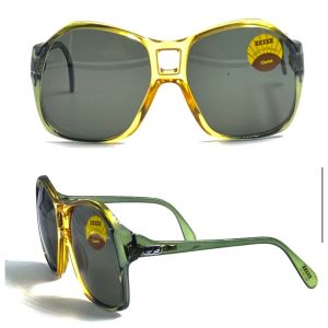 Vintage Oversized Green & Yellow Sunglasses Made In West Germany by Zeiss - Fashionconservatory.com