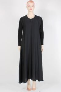 Vintage 50s Black Goth Rhinestone Long Sleeve Dressing Gown Night Dress | L/XL - Fashionconservatory.com