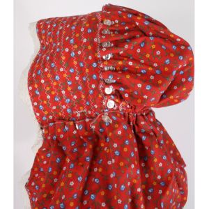 Vintage Red Calico Floral Cottagecore Prairie Sun Bonnet Hat Sissy Long Neck - Fashionconservatory.com