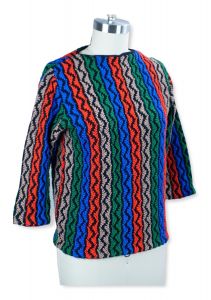 1960's Multi Colored Zig Zag Wool Sweater by Bradley, Sz S-M - Fashionconservatory.com