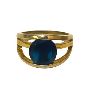 Vintage Blue and Gold Statement Ring - Size 11.5