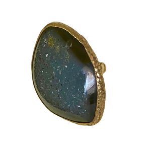 Vintage Blue Druzy (?) Stone Statement Ring - Size 10 - Fashionconservatory.com