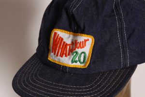 1970s Denim White, Yellow and Green Trucker What's Your 20 Trucker Hat - Fashionconservatory.com