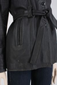 Size G Vintage 1990s Creaciones Negrete Black Sheepskin Leather Jacket Mexico 3/4 Length | M/L - Fashionconservatory.com