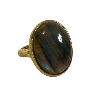 Vintage 1990’s Fiery Labradorite Ring in a Gold Setting - Size 8.5
