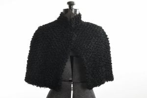 1900s Antique Edwardian Astrakhan Cloth Black Wool Cape | Lined and Quilted| AS IS w/Lining | XS/S  - Fashionconservatory.com