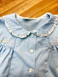 6 Months | 1950's Vintage Blue Cotton Baby Girl Top by Nanette Originals - Fashionconservatory.com
