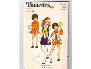 1960s Child's Mini Dress & Vest Size 8 Sewing Pattern - 60s 70s Flapper Chic Tunic Dress - Hippie 