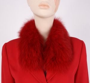 Vintage Y2K Dyed Red Fox Fur Fitted Valentines Blazer Top w Pockets | M - Fashionconservatory.com