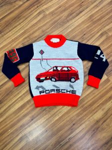 Childrens Size 6 | 1980's Vintage Novelty Porsche Intarsia Knit Sweater by Daniel and Danielle