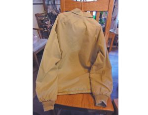 Vintage 80s Men's Jacket Beige Windbreaker Faux Sherpa Lining Made in USA by Sears | Large Tall  - Fashionconservatory.com