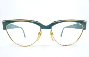 Vintage Circa 1980s Eyeglasses Frames Green/Gold 6097 By Silhouette Made In Austria
