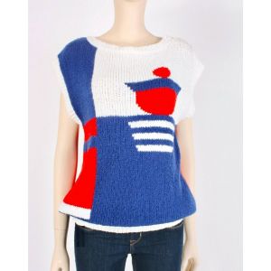 Vintage 1970s Size M Abstract Nautical Boat Sleeveless Knit Top Shirt by Catalina - Fashionconservatory.com