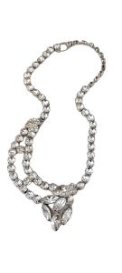 1940s Eisenberg Rhinestone Necklace Asymmetrical Drop Bridal Eveningwear