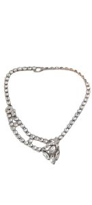 1940s Eisenberg Rhinestone Necklace Asymmetrical Drop Bridal Eveningwear - Fashionconservatory.com