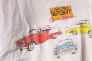 1990s White Single Stitch Short Sleeve 1955 1956 1957 Chevy Bel-Air Car T-Shirt by Oneita - XXL - Fashionconservatory.com